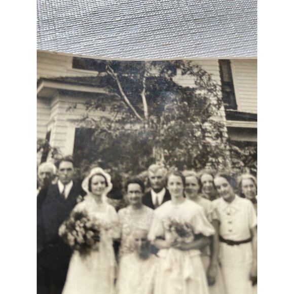 Vintage Black & White Wedding Photograph Large Family 1920s - Picture 11 of 15